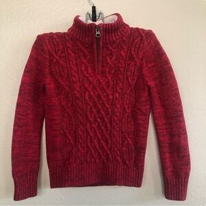 Lands' End Boys Cable Zipper Mock Neck Sweater Size S